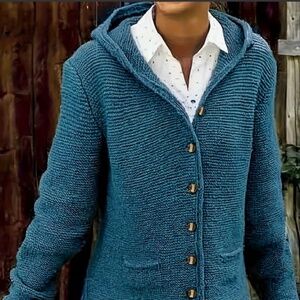 Super soft knit hooded cardigan/ jacket, teal, medium, $40.